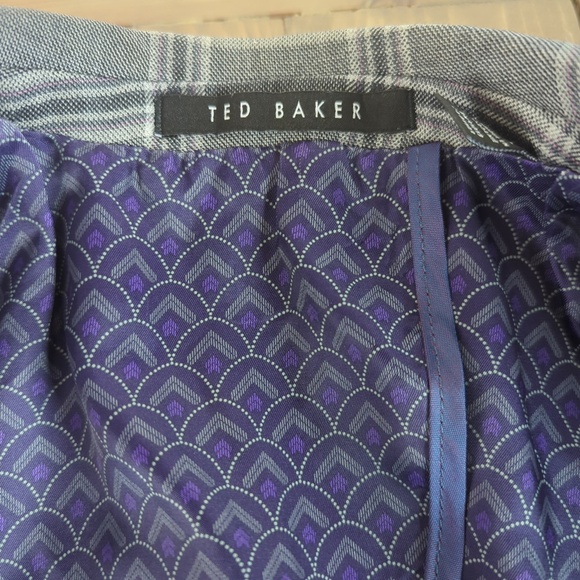 Ted Baker Grey Plaid 100% Wool Blazer - Picture 6 of 14